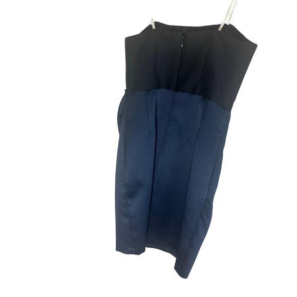 NWT Halston Women's Draped Cocktail Dress M Spaghetti Strap Two-Tone Black Navy - Picture 8 of 16